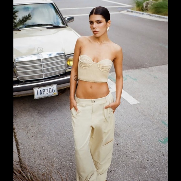 NWT Zara Linen Blend Crop Top - Picture 10 of 13